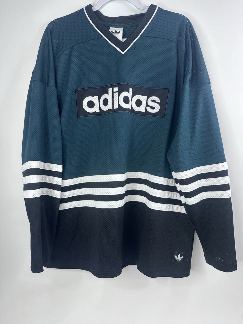 ADIDAS 90s Reissue Hockey Jersey Pullover Mesh L Street Wear Grunge Y2K